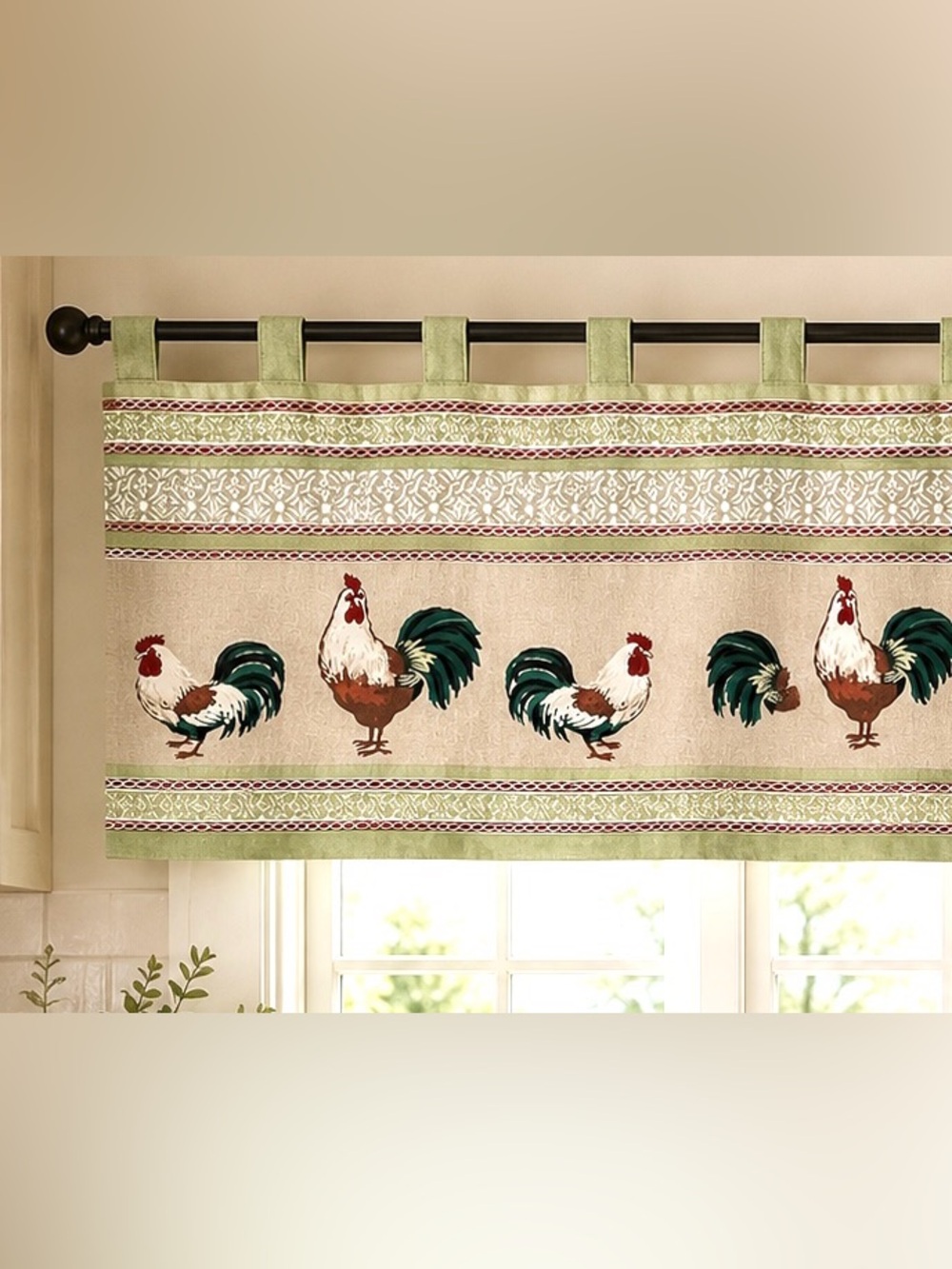 Rustic Valance Vintage Better Homes & Gardens Kitchen Rooster Chicken Cotton 60”
